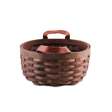 Nordic Stripe Woven Oval Basket Dark Brown (29x25x11cmH)