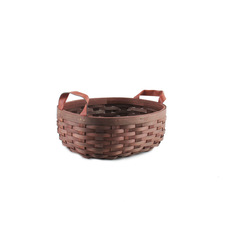 Hamper Tray & Gift Basket - Nordic Stripe Woven Oval Basket Dark Brown (25x19x10cmH)
