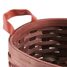 Nordic Stripe Woven Oval Basket Dark Brown (25x19x10cmH)