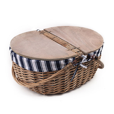 Picnic Basket w Cheese Board Lid Brown (45x33x21cmH)
