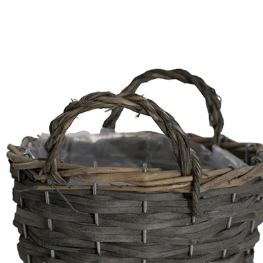 Wicker Planter Eco Forest Round Set of 2 Brown (21x15cmH)