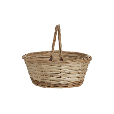 Wicker Basket with Handles Oval Natural (35x30x15cmH)