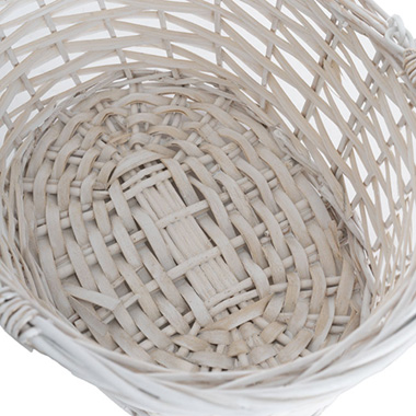 Wicker Basket with Handles Oval White (35x30x15cmH)