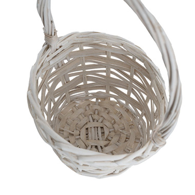 Flower Girl Basket Long Handle Set 2 White (22Dx15cmH)