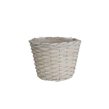 Wicker Planter Eco Forest Round White Large (24Dx18cmH)