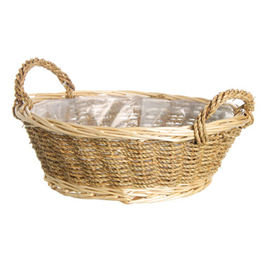 Hamper Tray & Gift Basket - Seagrass Willow Tray Round Natural (29cmDx10cmH)