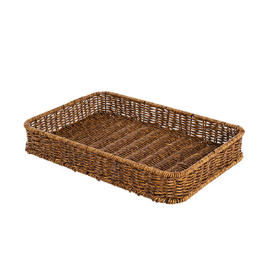 Hamper Tray & Gift Basket - Woven Tray Rectangle Dark Brown (35.5x24.5x5cmH)