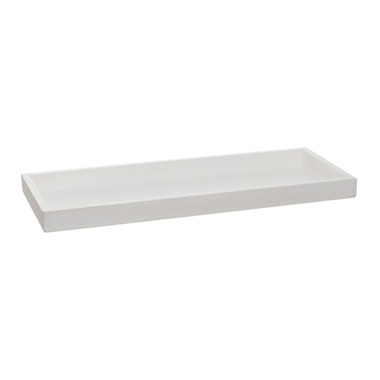 Decorative Trays - Wooden Tray Low Edge Rectangle White Wash (41x15x2.6cmH)