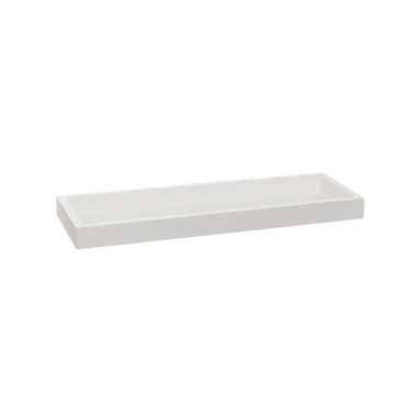 Wooden Tray Low Edge Rectangle White Wash (36x12x2.6cmH)