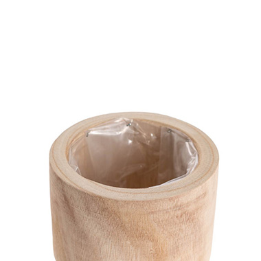 Wooden Cylinder Pot with Short Feet Natural (19cmx19cmH)