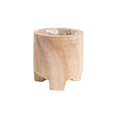 Flower Pot Covers - Wooden Cylinder Pot with Short Feet Natural (23cmx23cmH)