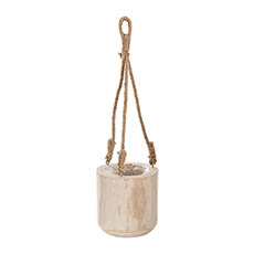 Flower Pot Covers - Wooden Hanging Cylinder Pot Natural (16cmx16cmH)