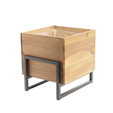 Wooden Planters Pot Covers - Organic Reclaimed Wooden Pot Planter With Stand 33x30x32cmH