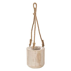 Flower Pot Covers - Wooden Hanging Cylinder Pot Natural (19cmx19cmH)