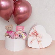 Gift Flower Box Heart Matte White Set 2 (25x25x14cmH)