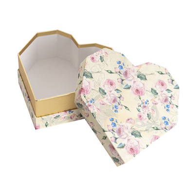 Gift Box Flower Print Heart Set 3 (22.5x24x9cmH)