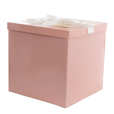 Pack GBox - Gift Box With Lid - Gift Box Jumbo with Bow Flat Pack Baby Pink (305x300x300mmH)