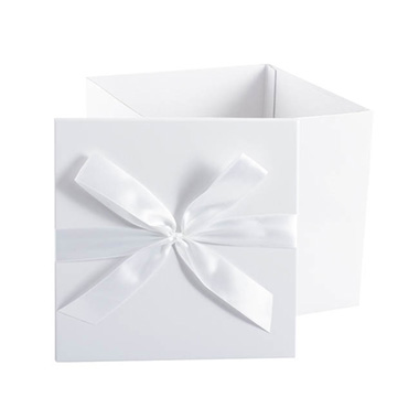 Flat Pack Gift Box Jumbo with Bow White (305x300x300mmH)