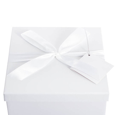 Flat Pack Gift Box Jumbo with Bow White (305x300x300mmH)