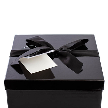 Gift Box Large with Bow Flat Pack Black (224x224x215mmH)