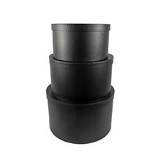 Stackable Gift Boxes - Hat Gift Box Round Large Matte Black (40Dx23.5cmH)Set 3