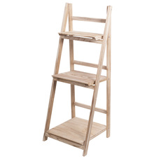 Wooden Ladder Shelf - Wooden Ladder Shelf 3 Tier Natural Timber (41x34x106cmH )