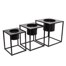 Metal Display Stand With Pot Black Set 3 (45x45x50.5cmH)