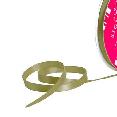 Satin Ribbons - Bulk Ribbon Single Face Satin Olive (10mmx50m)