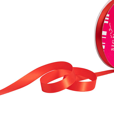 Satin Ribbons - Bulk Ribbon Single Face Satin Red (15mmx50m)