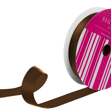 Satin Ribbons - Bulk Ribbon Single Face Satin Chocolate (25mmx50m)