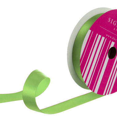 Satin Ribbons - Bulk Ribbon Single Face Satin Light Green Lime (25mmx50m)