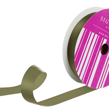 Satin Ribbons - Bulk Ribbon Single Face Satin Olive (25mmx50m)