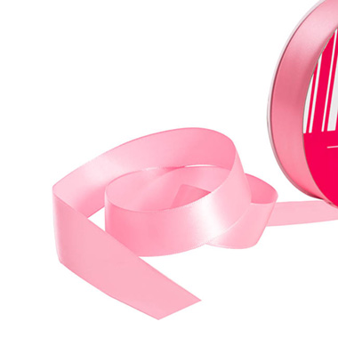 Satin Ribbons - Bulk Ribbon Single Face Satin Mid Pink (25mmx50m)