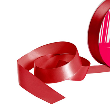 Satin Ribbons - Bulk Ribbon Single Face Satin Rouge Red (25mmx50m)
