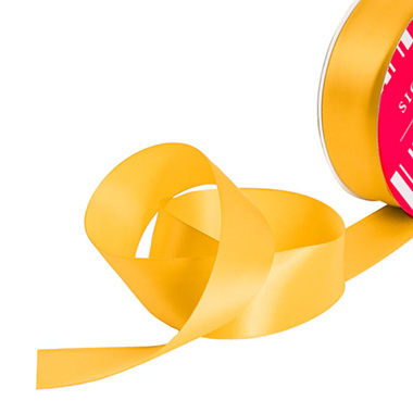 Satin Ribbons - Bulk Ribbon Single Face Satin Mid Yellow (38mmx50m)