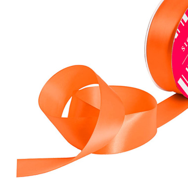 Satin Ribbons - Bulk Ribbon Single Face Satin Orange (38mmx50m)