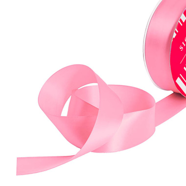 Satin Ribbons - Bulk Ribbon Single Face Satin Mid Pink (38mmx50m)
