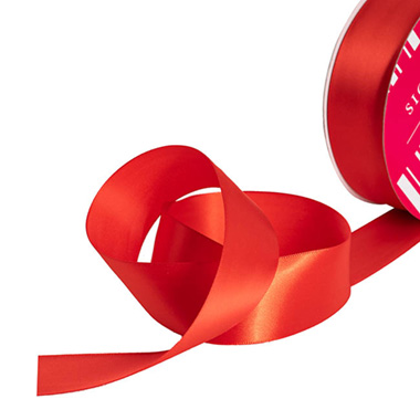 Satin Ribbons - Bulk Ribbon Single Face Satin Red (38mmx50m)