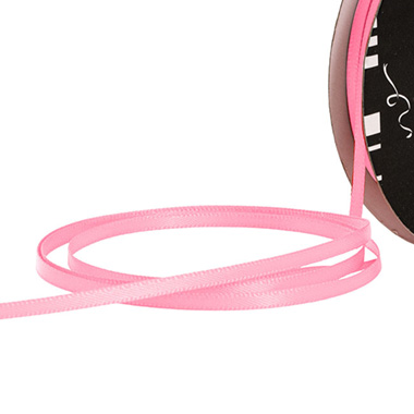Satin Ribbons - Ribbon Satin Deluxe Double Faced Mid Pink (3mmx50m)