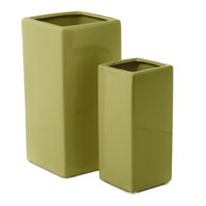 Ceramic Vase - Ceramic Bondi Square Tank Set 2 Moss (14x14x30cmH)