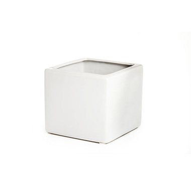 Florist Flower Pots - Ceramic Bondi Cube White (13x13x12cmH)