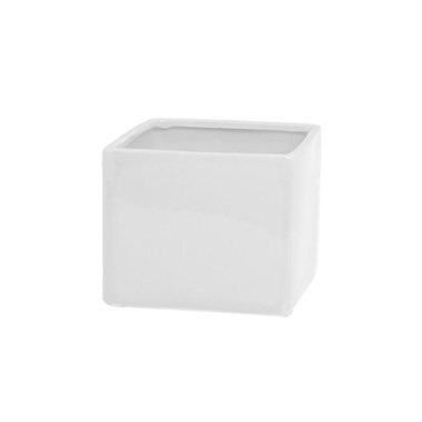 Florist Flower Pots - Ceramic Bondi Cube White (15x15x13cmH)