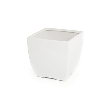 Ceramic Flora Taper Pot 14x14x14cmH White