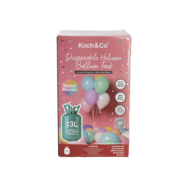 Latex Balloon Helium Tank Kit w Pack50 Pastel Balloons (13L)