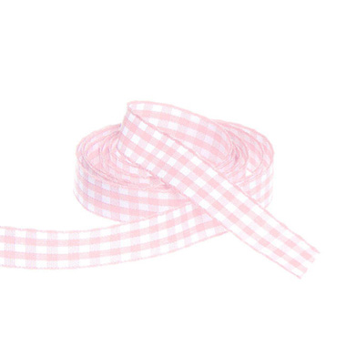 Taffeta Ribbon - Ribbon Gingham Baby Pink (15mmx20m)