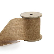 Linen Ribbons - Ribbon with Wooden Spool Linen Look Natural (80mmx5m)