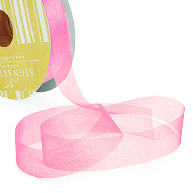 Organza Ribbons - Ribbon Deluxe Organza Cut Edge Hot Pink (25mmx50m)