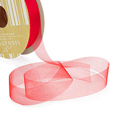 Organza Ribbons - Ribbon Deluxe Organza Cut Edge Red (25mmx50m)