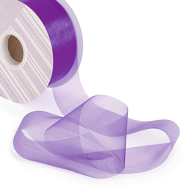 Organza Ribbons - Bulk Organza Ribbon Cut Edge Violet (50mmx100m)