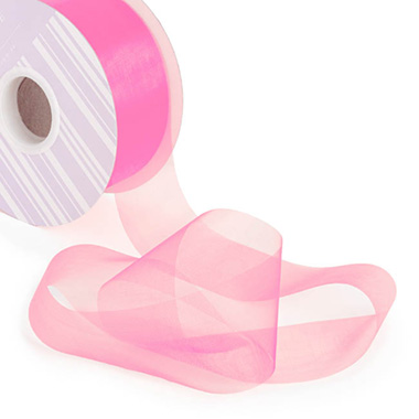 Organza Ribbons - Ribbon Deluxe Organza Cut Edge Hot Pink (50mmx50m)